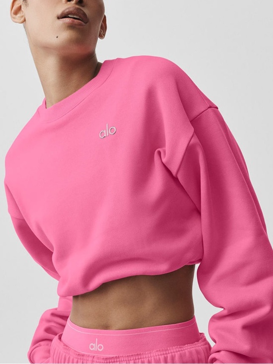 ALO Yoga Tops - ALO Cropped Accolade Crewneck Paradise Pink M NWT Auth (ALO003)